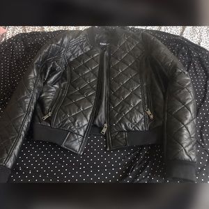 Warm fall soft  artificial leather studded bomber